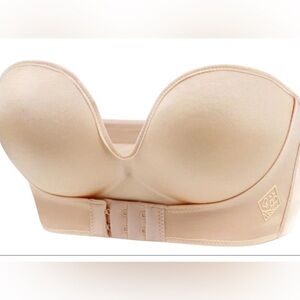 Magic Bra Strapless Nude Bra Front Closure Sz 38 Molded Cup–Cup Size Not Listed